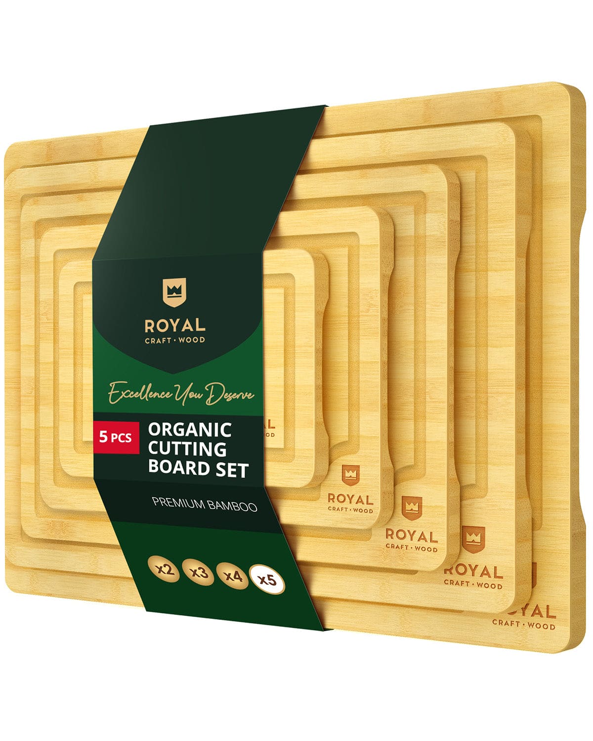 Cutting Board Set of 5, Bamboo