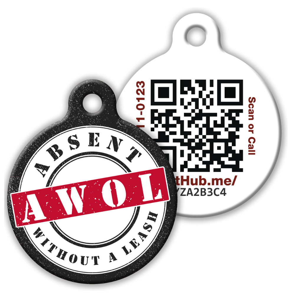 PetHub QR Pet ID Tag – Absent Without a Leash (AWOL)