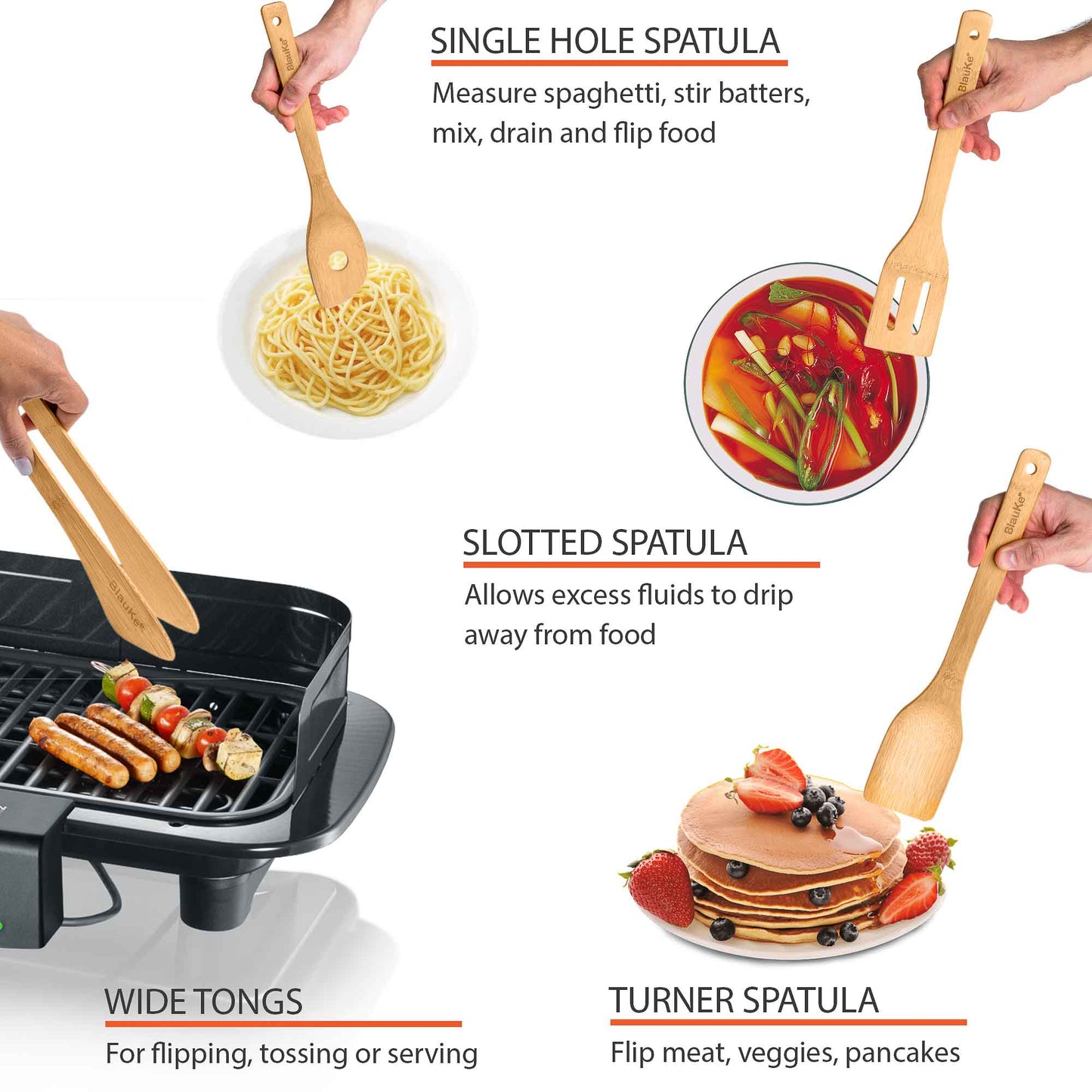 Bamboo Kitchen Utensils Set 8-Pack - Wooden Cooking Utensils Free Shipping!