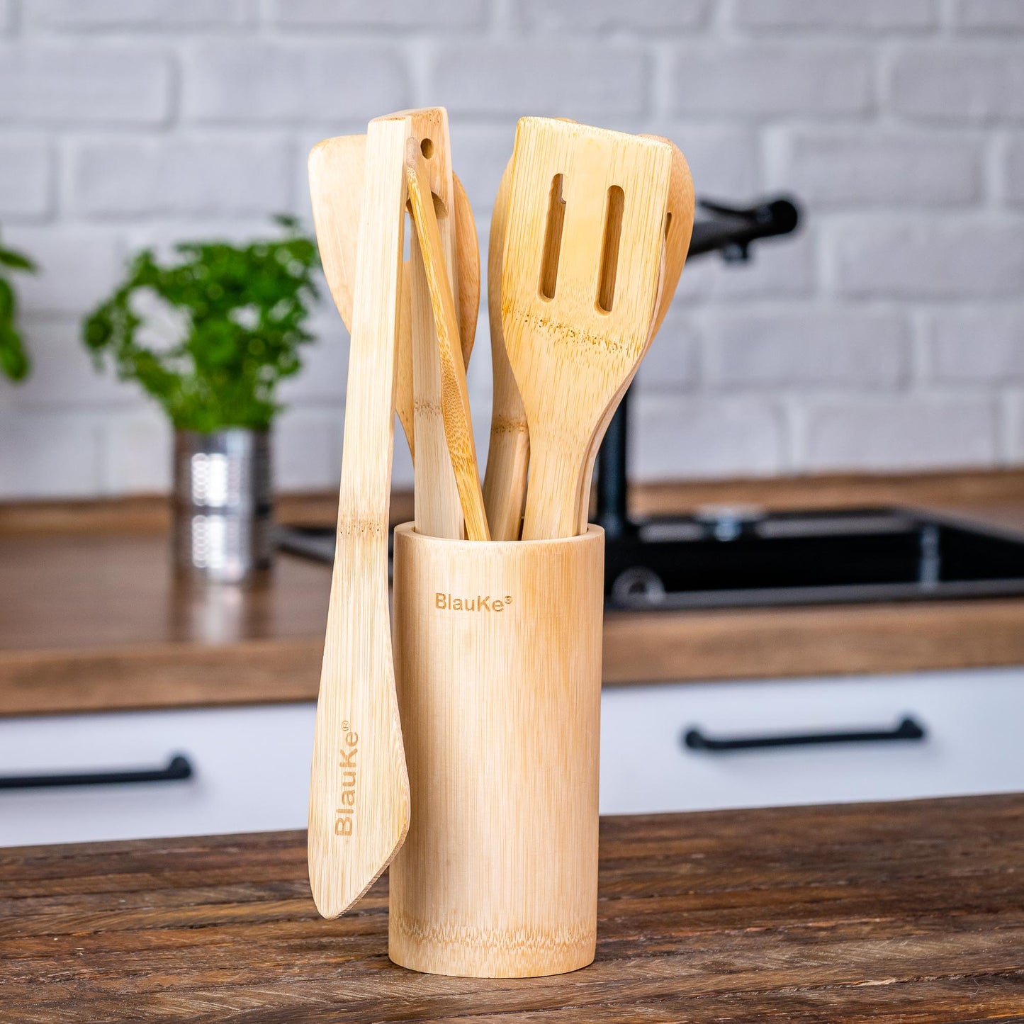 Bamboo Kitchen Utensils Set 8-Pack - Wooden Cooking Utensils Free Shipping!