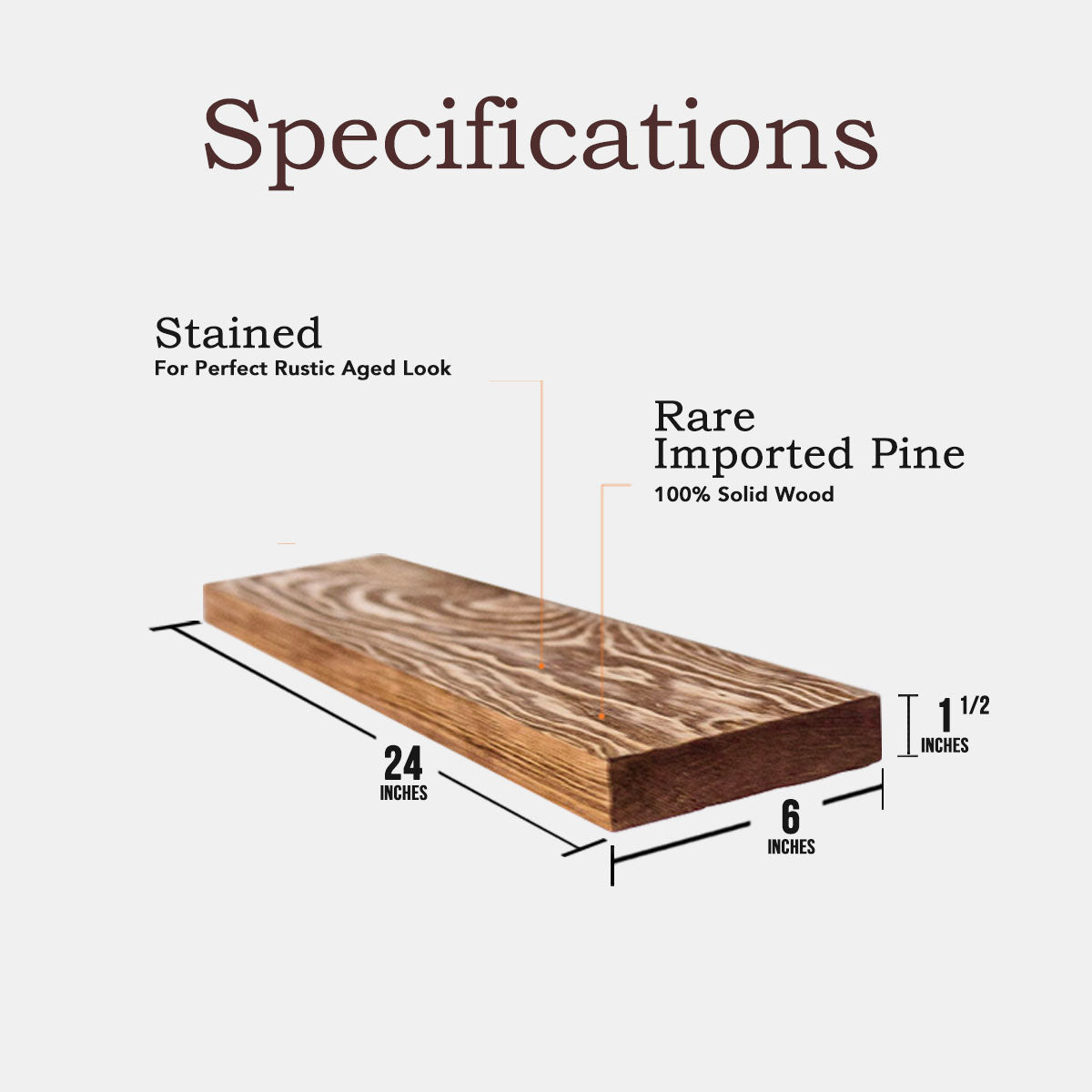 Connie (Light Walnut) - Floating Shelves, Rustic Wood Shelves- Free Shipping!