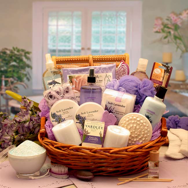 The Essence of Lavender Spa Gift Basket spa baskets for women