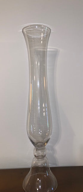Vase - Clear Glass - 38in tall. Top 5-1/2in dia. Bottom 7" dia. Price is per piece