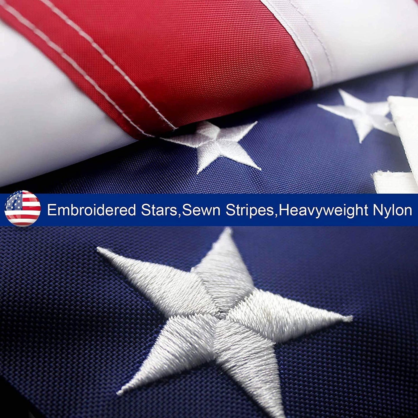 American Flag Outdoor Heavy Duty Embroidered Stars USA Flag - Free Shipping!