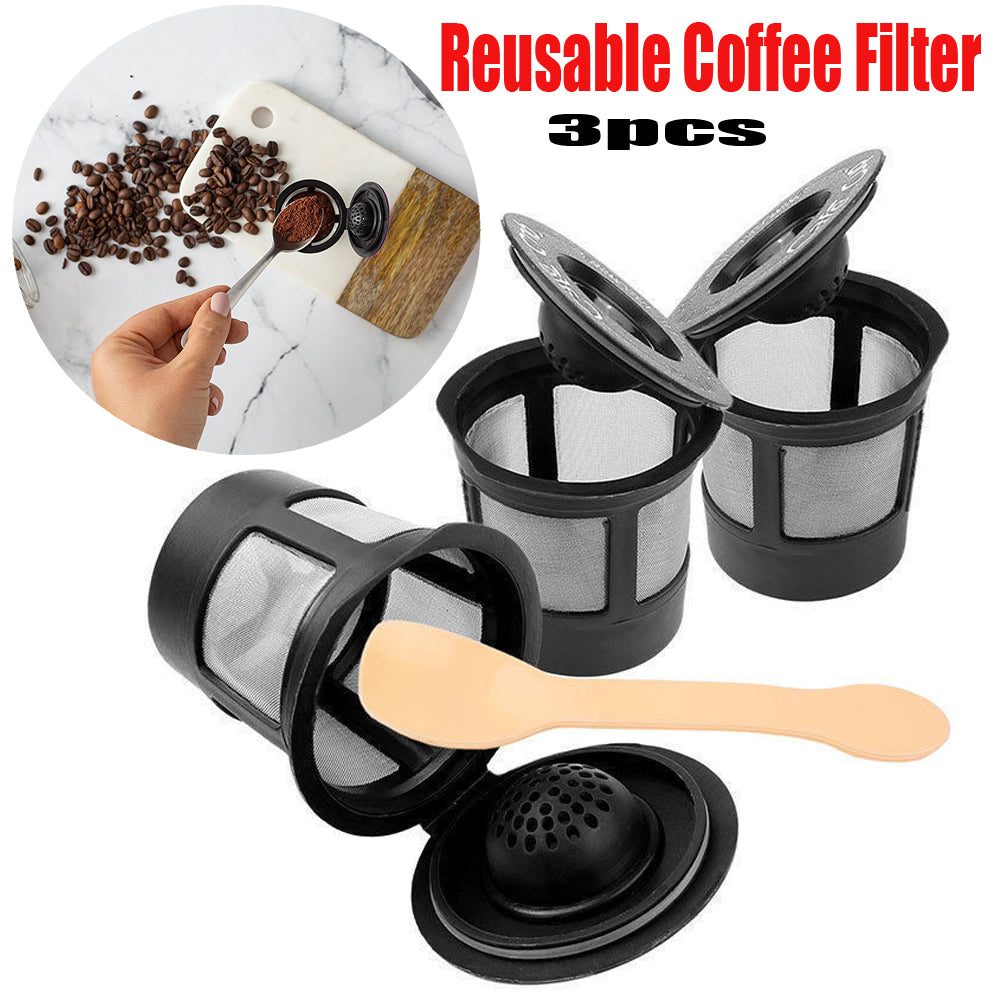 3pcs Reusable Coffee Filter Pod with Spoon - For Center Hole Punch Models only!