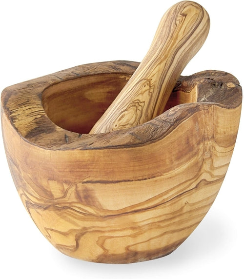 Olive Wood Rustic Mortar and Pestle - Free Shipping!