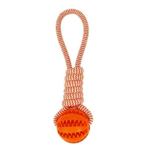 Durable Rubber Ball Chew Toy with Cotton Rope - Free Shipping!