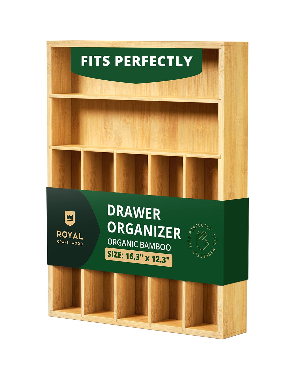 Basic Silverware Drawer Organizer, Natural 100% Bamboo