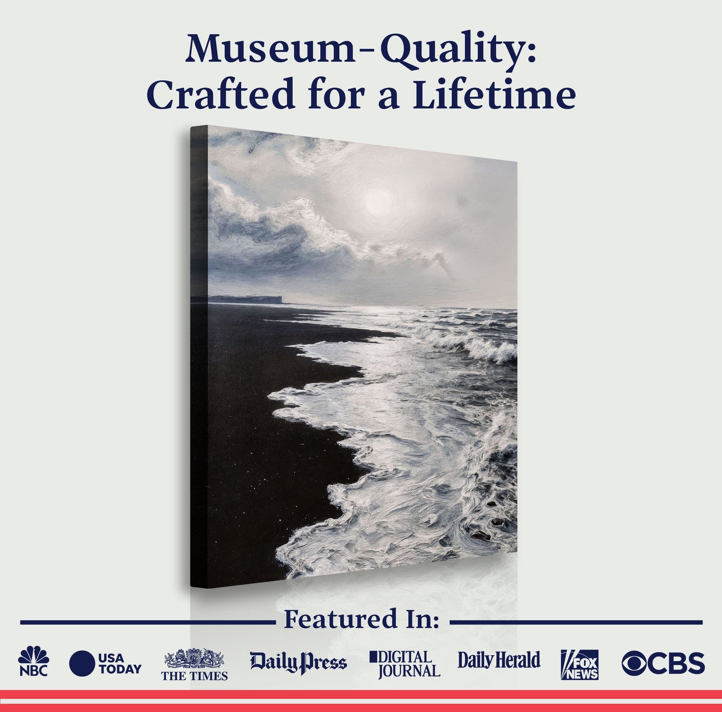 Black & White Waves Abstract  Wall Art