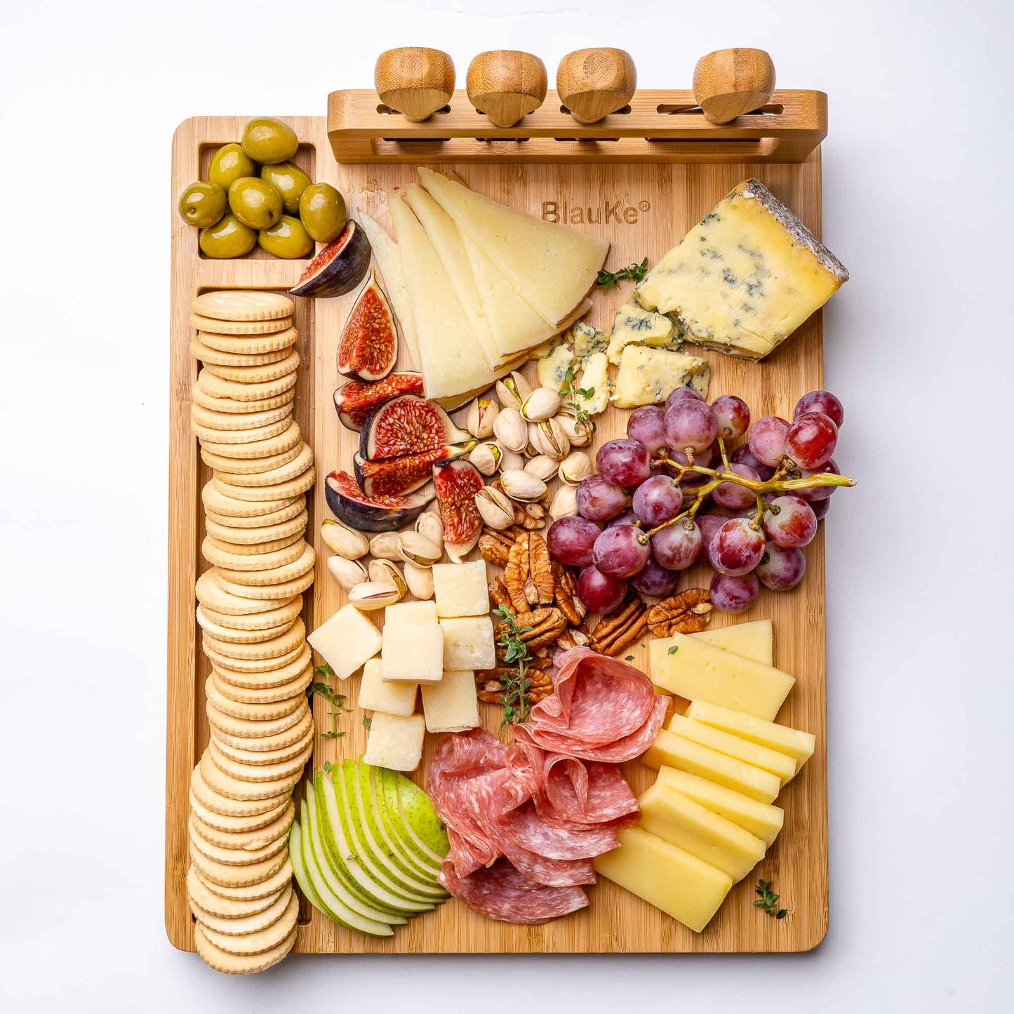 Bamboo Cheese Board and Knife Set - 14x11 inch Charcuterie Board Free Shipping!