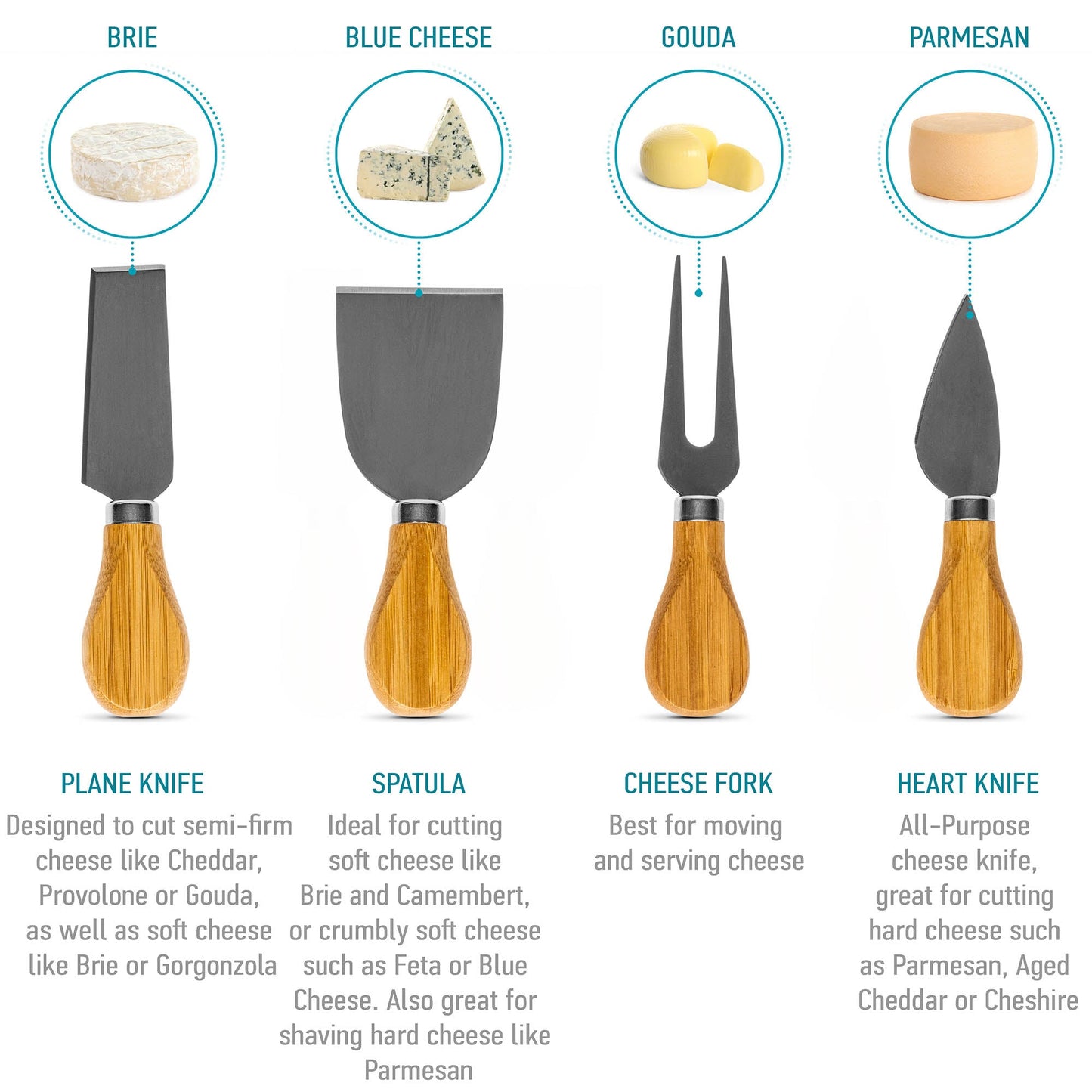 Bamboo Cheese Board and Knife Set - 14x11 inch Charcuterie Board Free Shipping!
