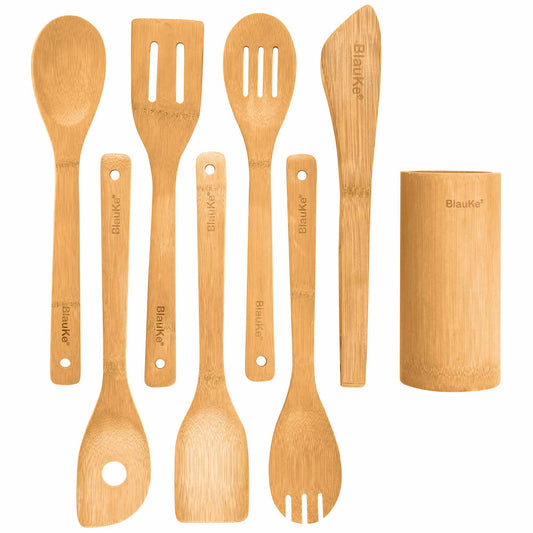Bamboo Kitchen Utensils Set 8-Pack - Wooden Cooking Utensils Free Shipping!