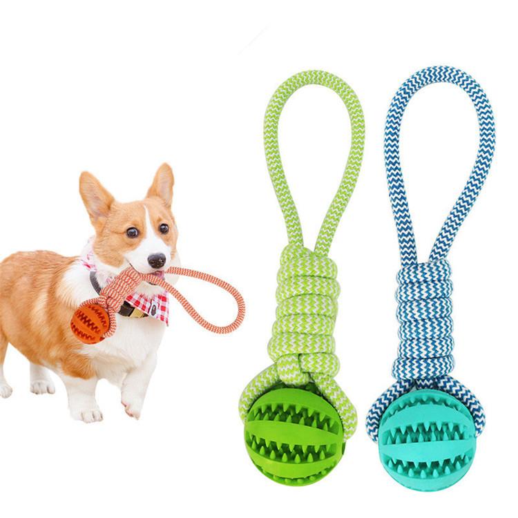 Durable Rubber Ball Chew Toy with Cotton Rope - Free Shipping!
