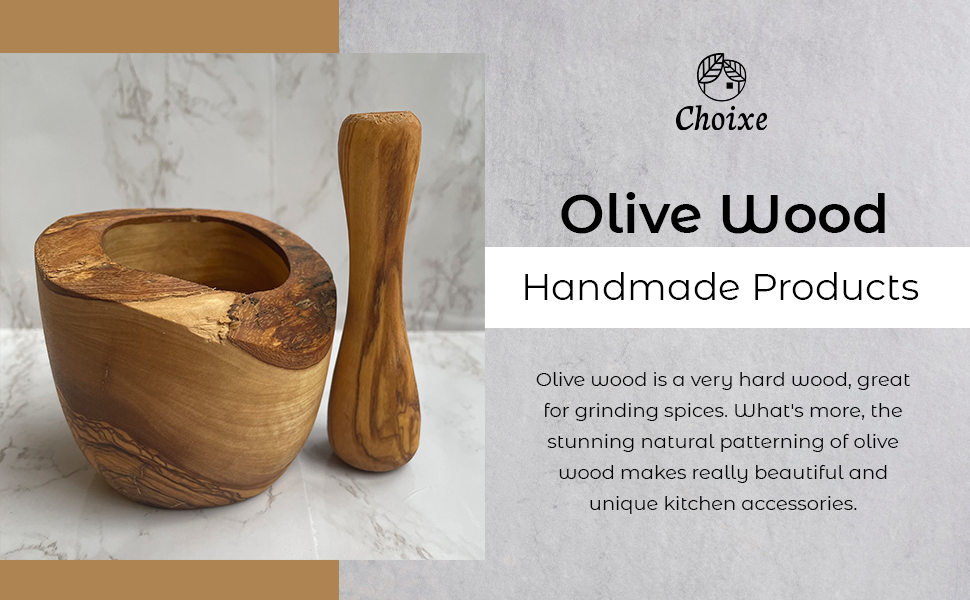 Olive Wood Rustic Mortar and Pestle - Free Shipping!