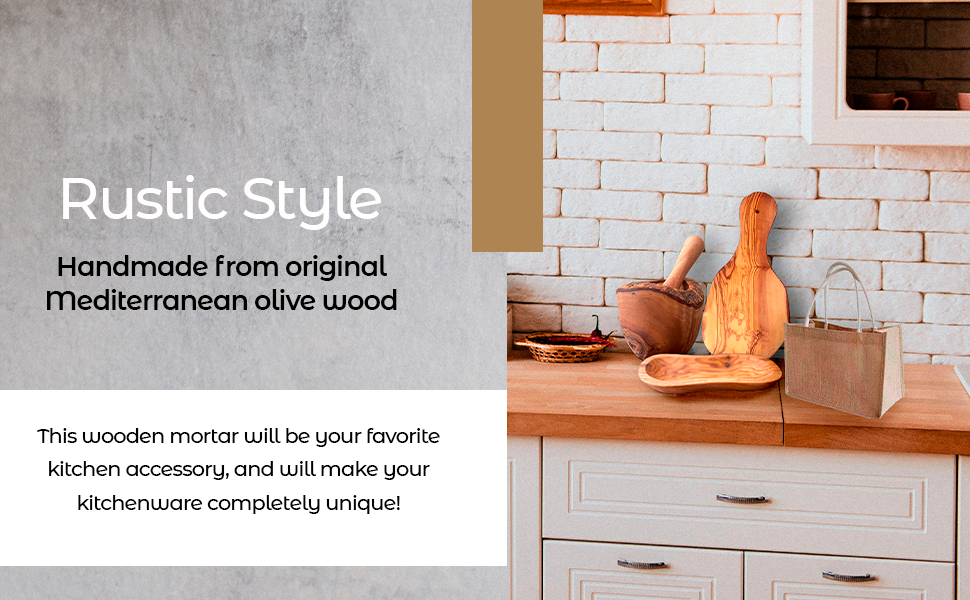 Olive Wood Rustic Mortar and Pestle - Free Shipping!