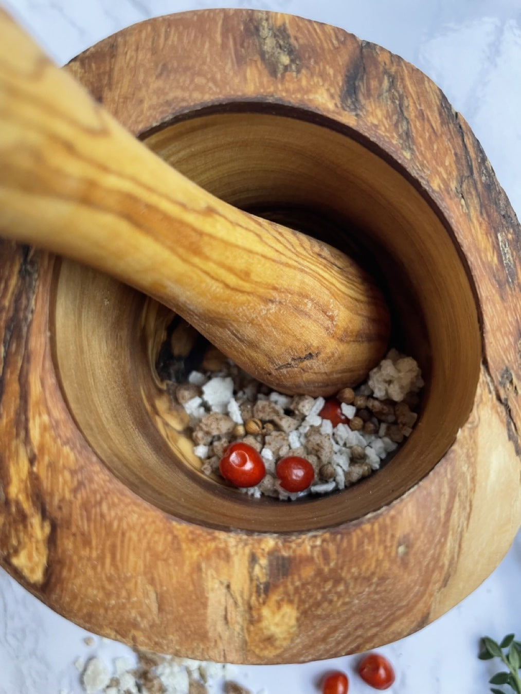 Olive Wood Rustic Mortar and Pestle - Free Shipping!