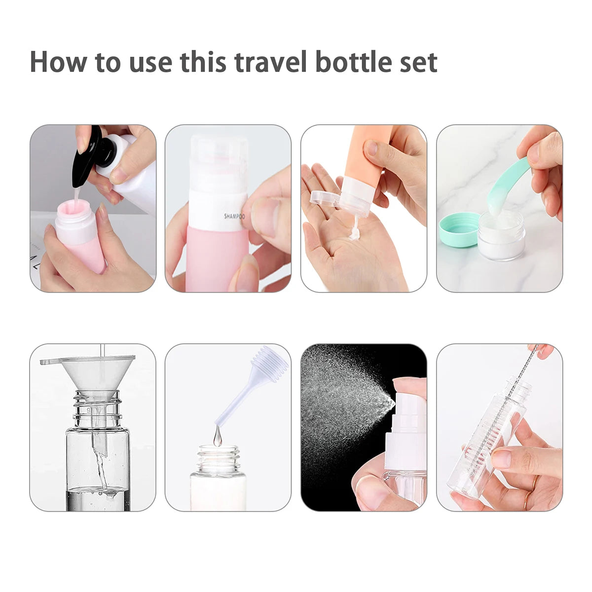 16 Pack Leak Proof Travel Bottle Set Made Of Silicone - TSA-Approved - Free Shipping!