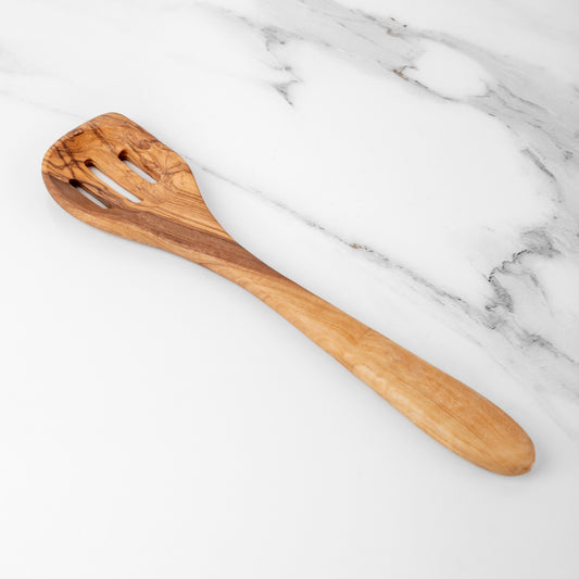11.8" (30cm) Olive Wood Slotted Spatula, Handmade - Free Shipping!