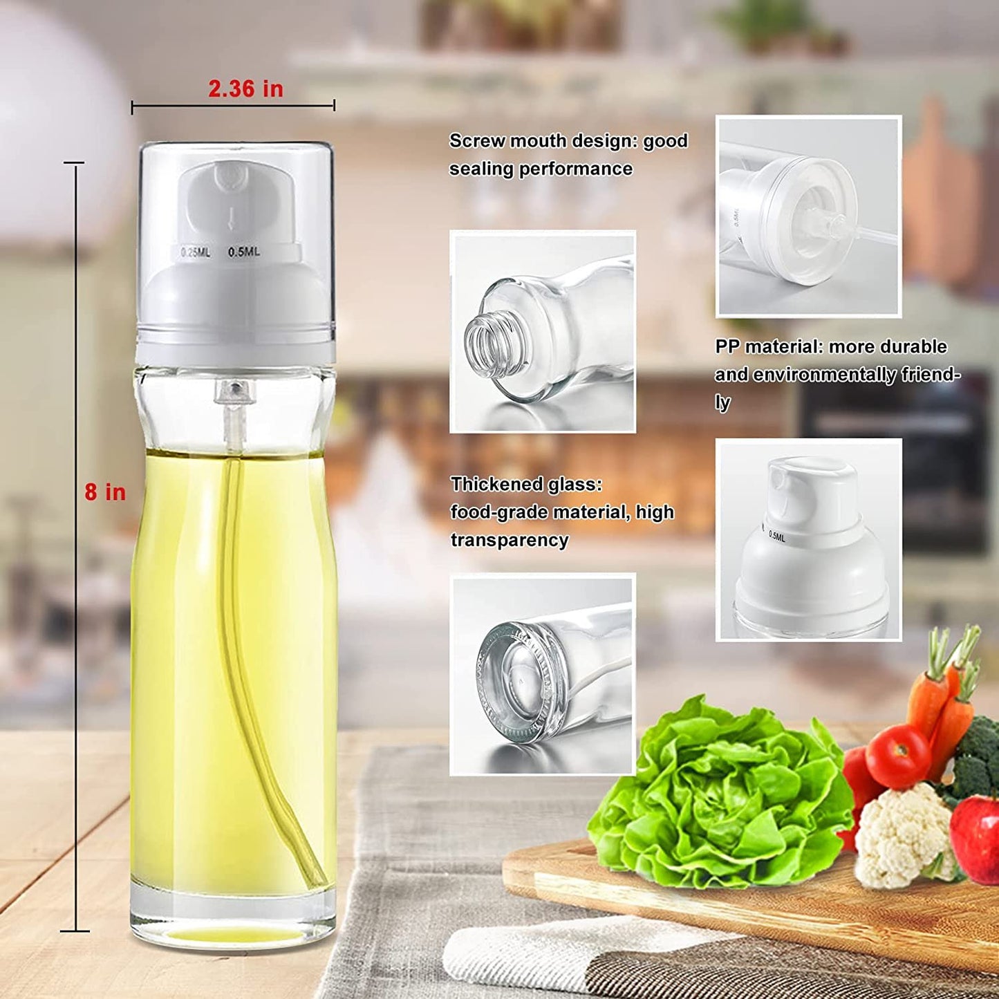Oil Sprayer 6.8 oz Olive, Oil Mister Fryer, Canola Spritzer Free Shipping