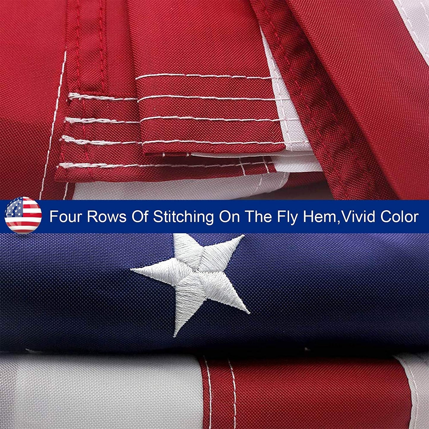 American Flag Outdoor Heavy Duty Embroidered Stars USA Flag - Free Shipping!