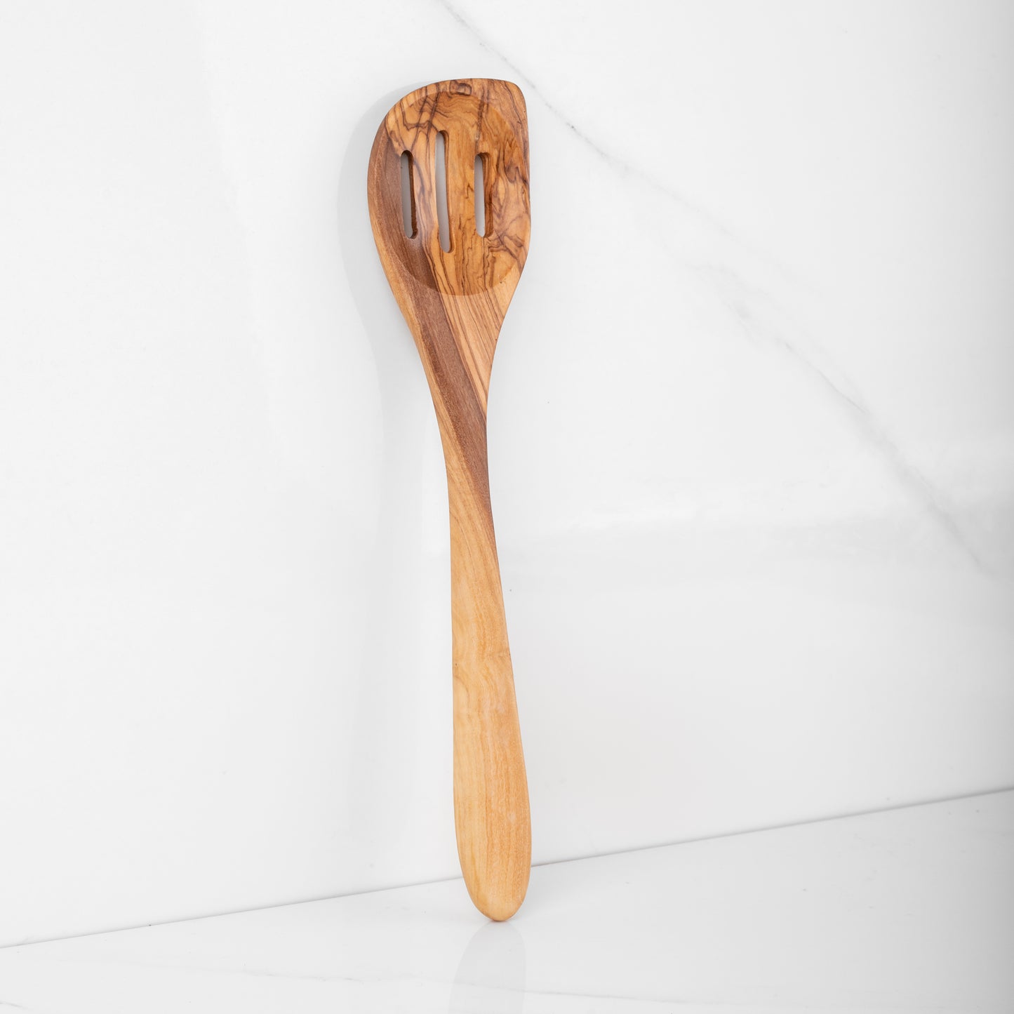 11.8" (30cm) Olive Wood Slotted Spatula, Handmade - Free Shipping!