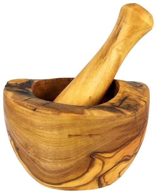 Olive Wood Rustic Mortar and Pestle - Free Shipping!