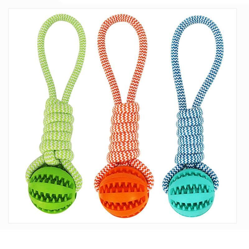 Durable Rubber Ball Chew Toy with Cotton Rope - Free Shipping!