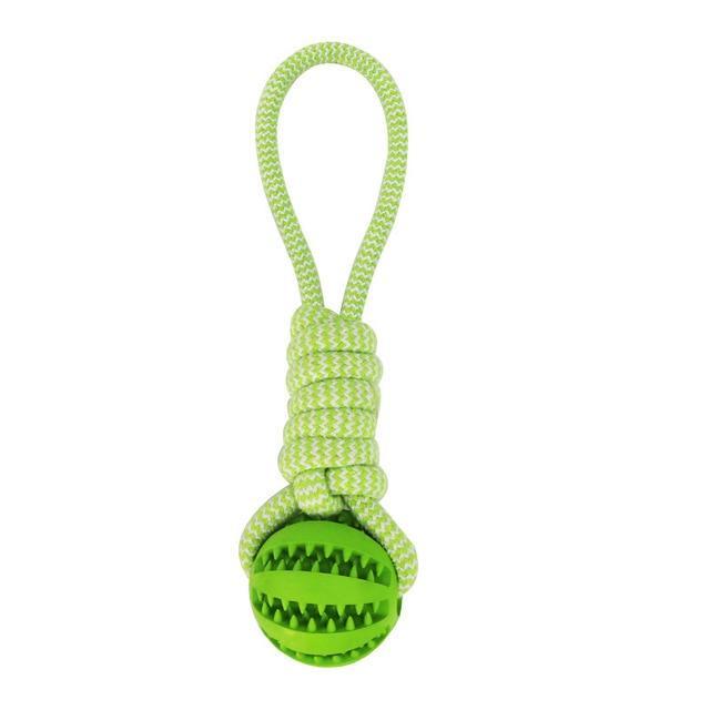 Durable Rubber Ball Chew Toy with Cotton Rope - Free Shipping!