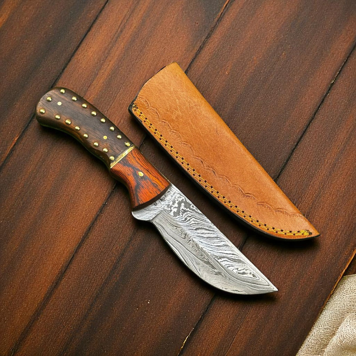 custom handmade Damascus hunting knife sold by Baygall Trading Co