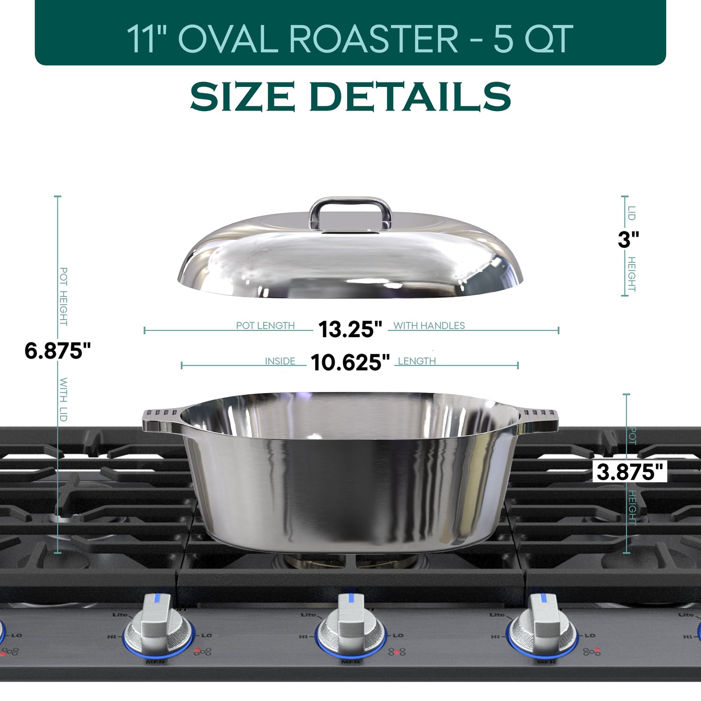 Oval Dutch Oven with Lid - 5 Quart (11 Inch)